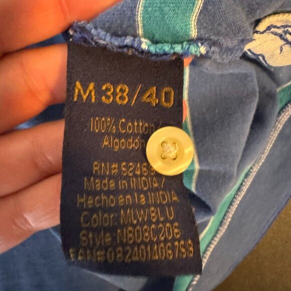 Vintage 90s No Boundaries Men's Blue Striped Polo Shirt, Size Medium - Picture 4 of 7